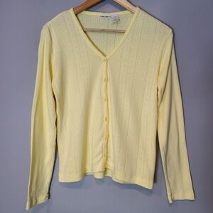 Vintage 90s Y2K Babydoll Cardi Sweater Women Sz Medium Butter Yellow 90s Dainty